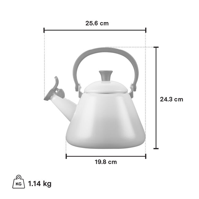 Bouilloire Le Creuset Kone 1,6L - Acier émaillé - Sifflet - Pour Induction Et Tous Feux - Coloris Meringue