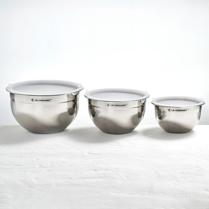 Set of 3 Stainless Steel Mixing Bowls with Lids Le Creuset® Canada Official Site