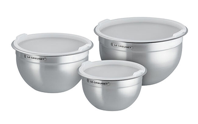 Set of 3 Stainless Steel Mixing Bowls with Lids