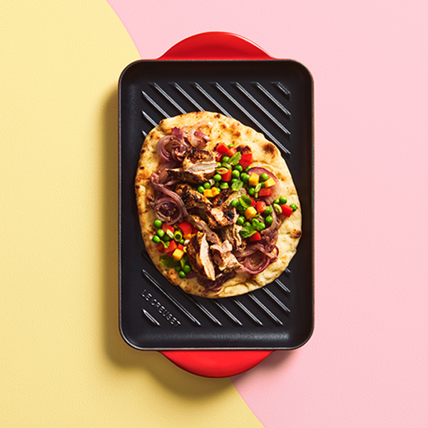 Pizzas au poulet sur pain naan