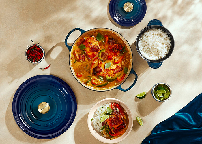 Lemon Coconut Salmon Curry with Glazed Bacon