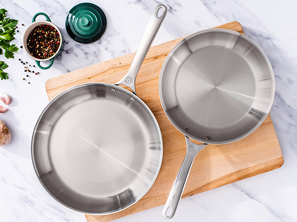Set of 2 Stainless Steel Fry Pans