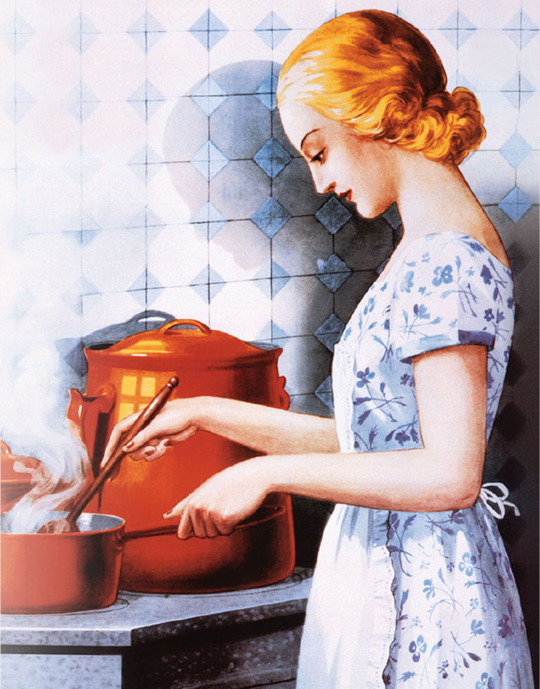 classic lady in kitchen