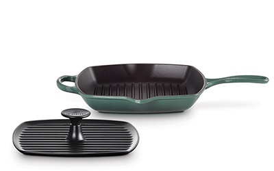 Ensemble de poêle-grille carrée avec presse à panini