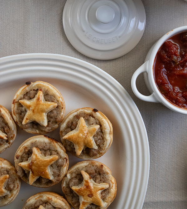 Mini Tourtière Bites with Homemade Ketchup