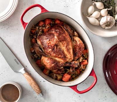 Poulet braisé en cocotte