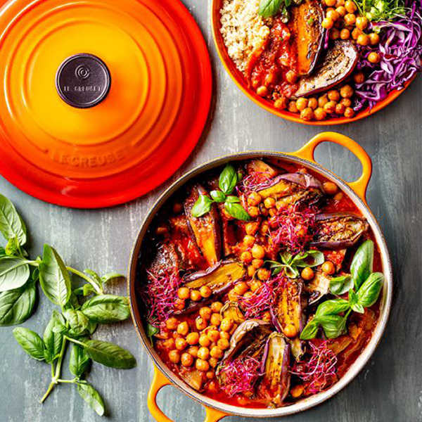 Vegan Eggplant Chickpea Tomato Slowpot Quinoa