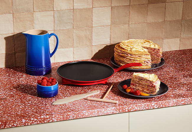 Peach and Raspberry Crêpe Cake