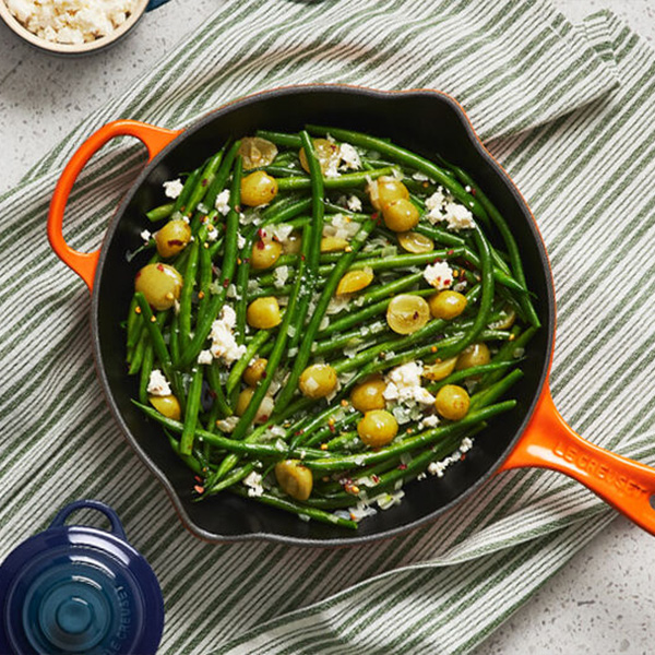 Sautéed Green Beans with Grapes & Feta Cheese