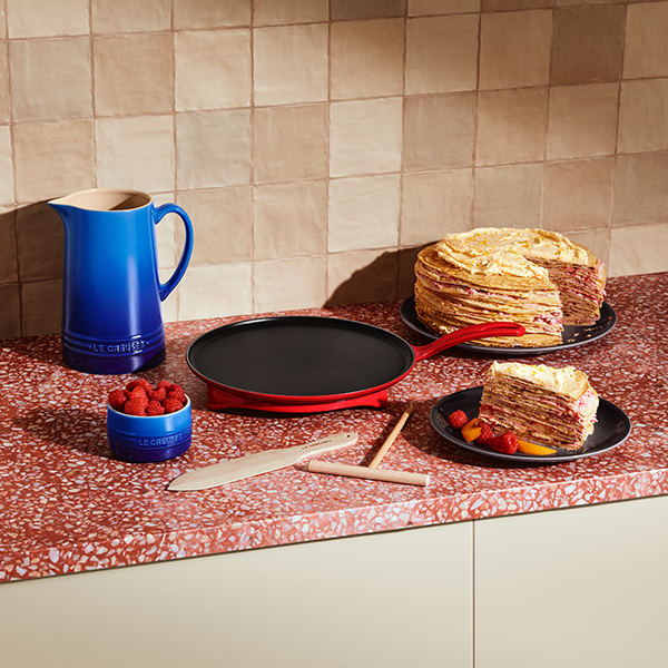 Peach and Raspberry Crêpe Cake