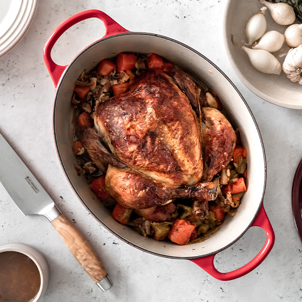 Poulet braisé en cocotte