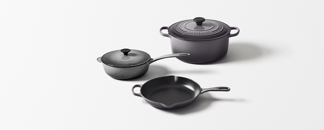 Ensemble d'articles de cuisson cinq pièces en fonte émaillée