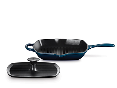 Ensemble de poêle-grille carrée avec presse à panini