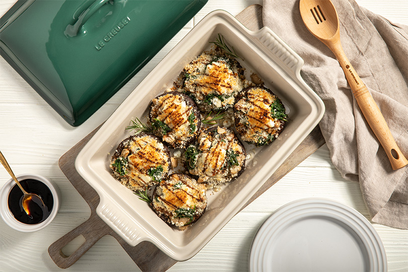 White Bean and Goat Cheese Stuffed Portabella Mushrooms