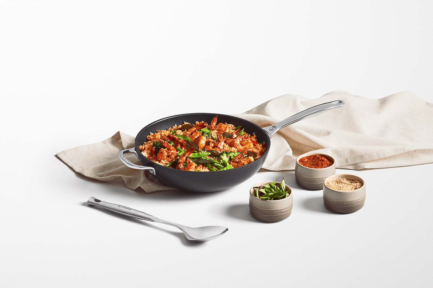 Kimchi Fried Rice with Shrimp and Vegetables