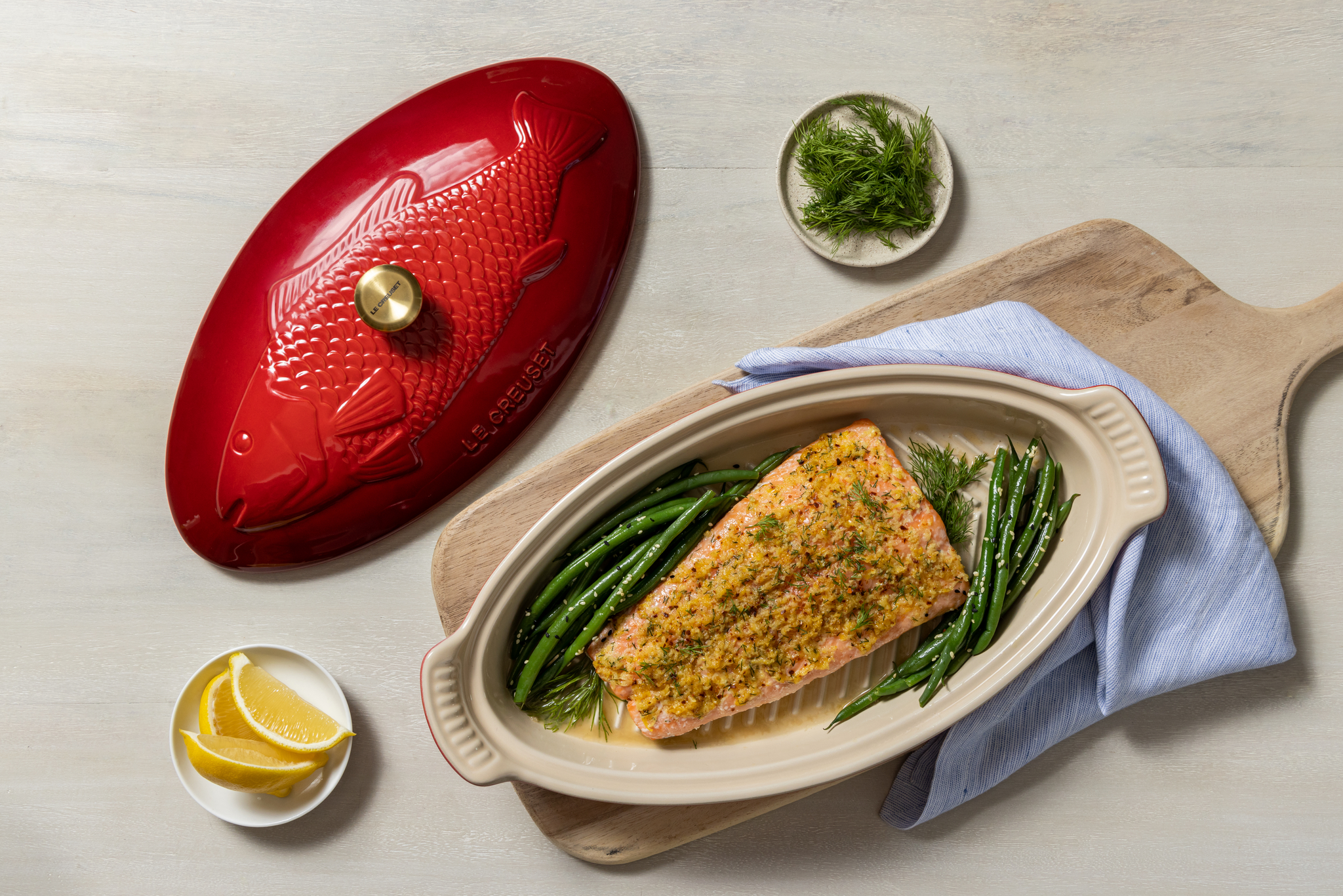 Lemon Dill Salmon with Sesame Green Beans