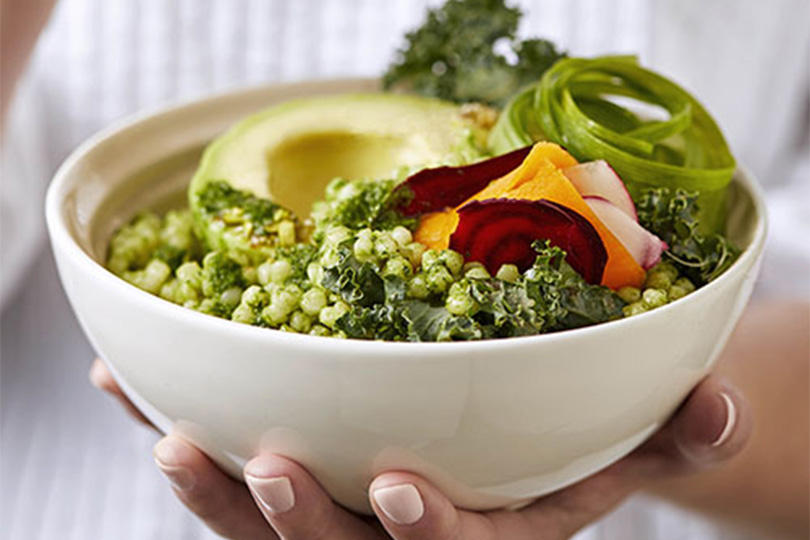 Giant Couscous and Dukkah Avo Green Bowls