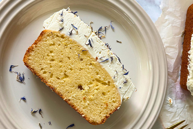 Lemon Olive Oil Cake with Earl Grey Whipped Cream
