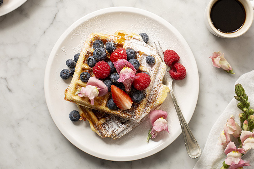 Gaufres avec nougat au miel et aux amandes